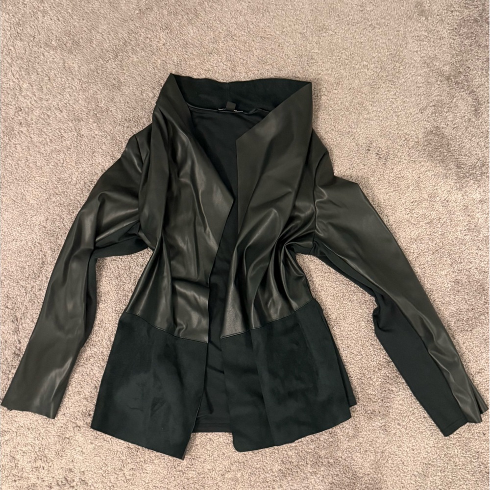 Alfani Women’s Forest Green Leather/Velvet Cardigan